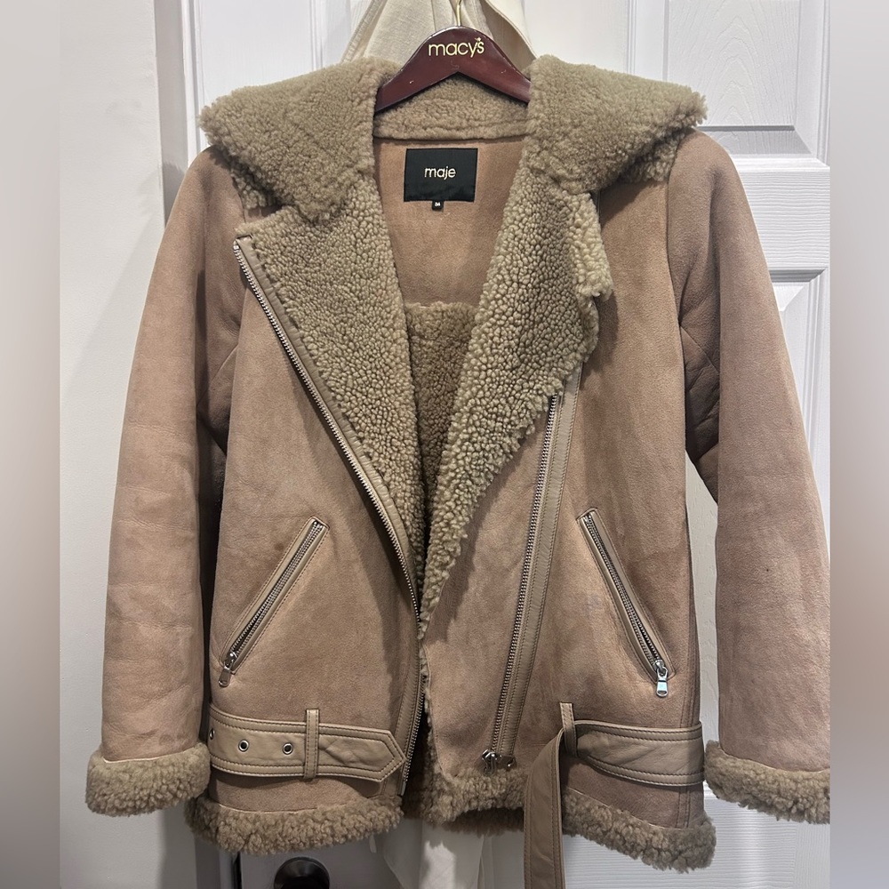 Maje Beige Shearling jacket